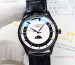 Longines Moonphase Replica Watch White Face Black Leather Strap